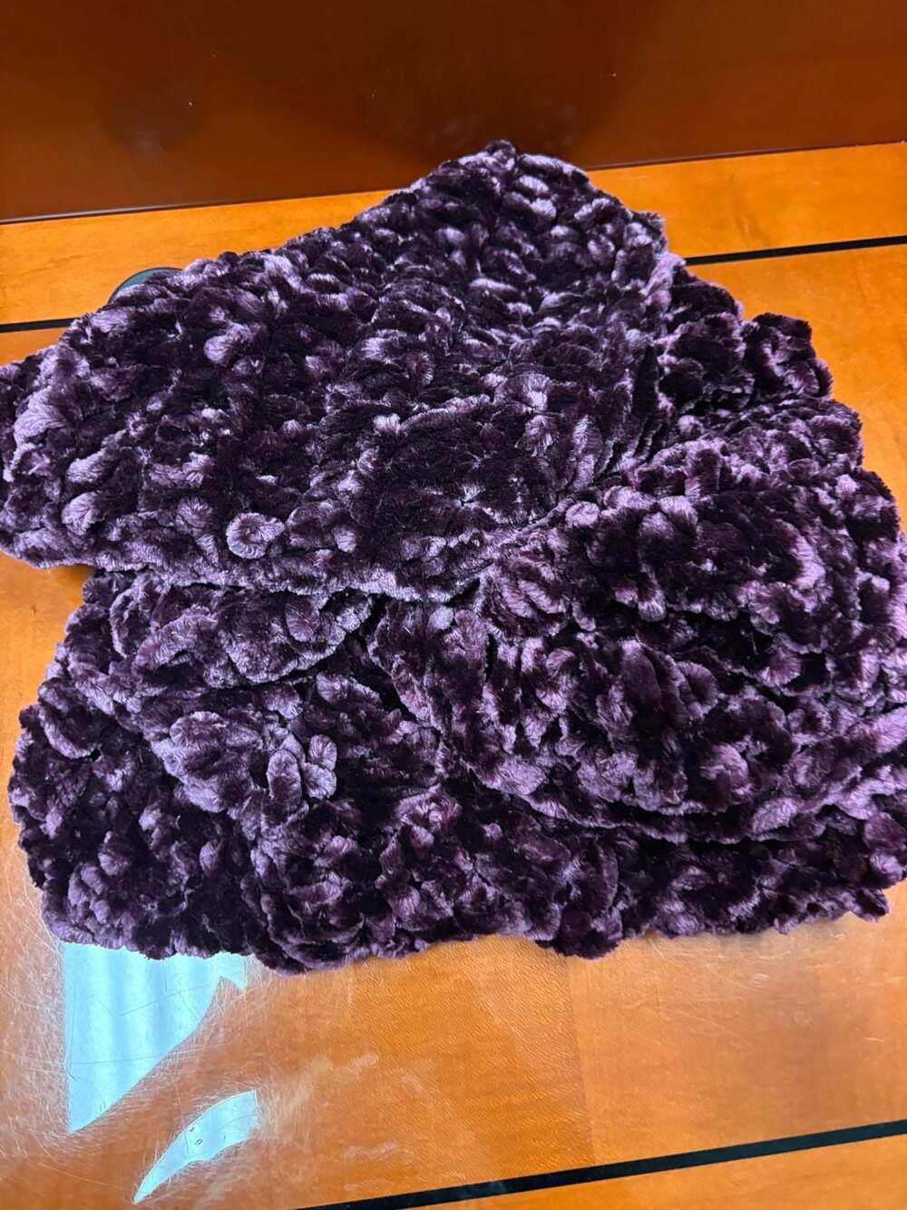 Handmade Crochet Purple Velvet Infinity Scarf